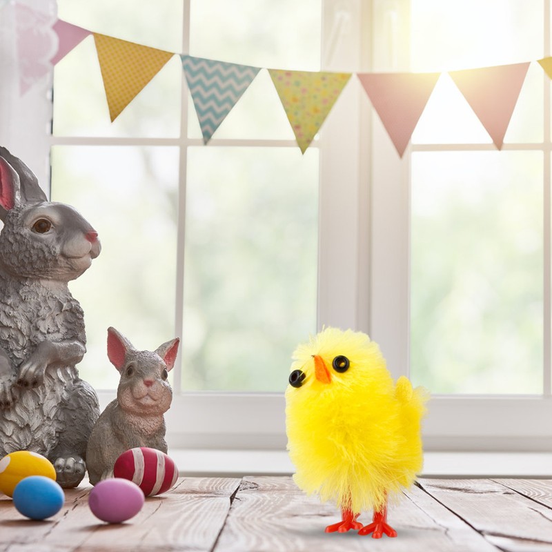 60PCS Mini Easter Yellow Chicks Decoration Toy Farm Animal Statues