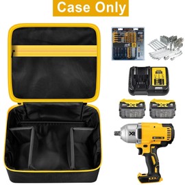 Impact Driver Bag Case Compatible with DEWALT 20V MAX XR DCF900B DCF961B DCF891B DCF899B DCF900P1 Cordless Wrench Kit, Carring Holder Fits for Ryobi Impact Gun(Box Only)-Yellow Zipper