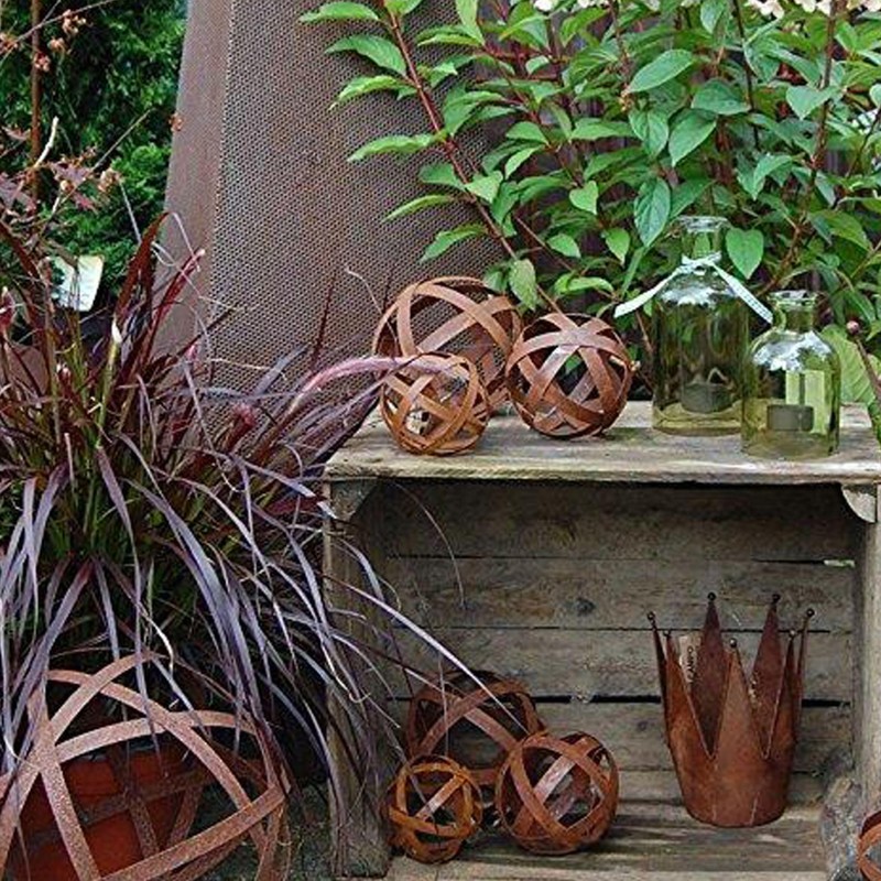 Decorative Rust Ball for Garden Set of 3 in 3