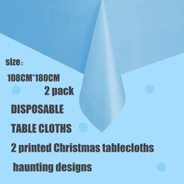 2Pcs 137*274cm Light Blue Disposable TableCloth Table Covers,Christmas Party Rectangular Dining Tablecovers Plastic Light Blue Table Cloth Party for Picnic,Christmas,Birthday Parties Decorations