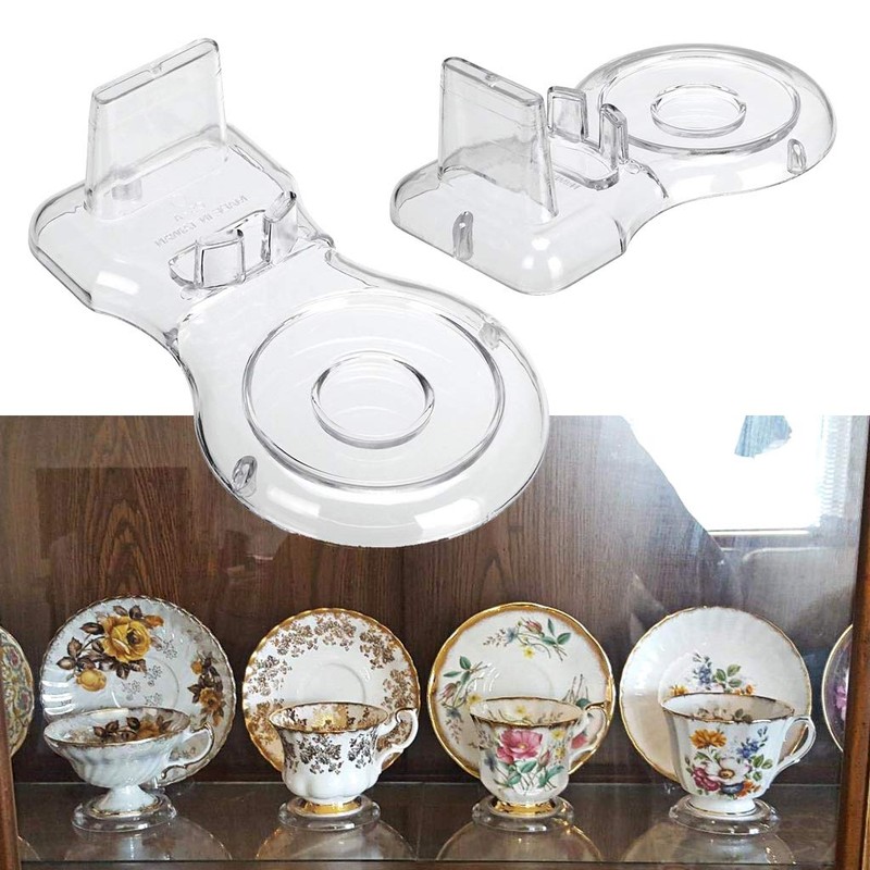 Hipiwe Acrylic Tea Cup Saucer Display Stands Clear Dinnerware Display