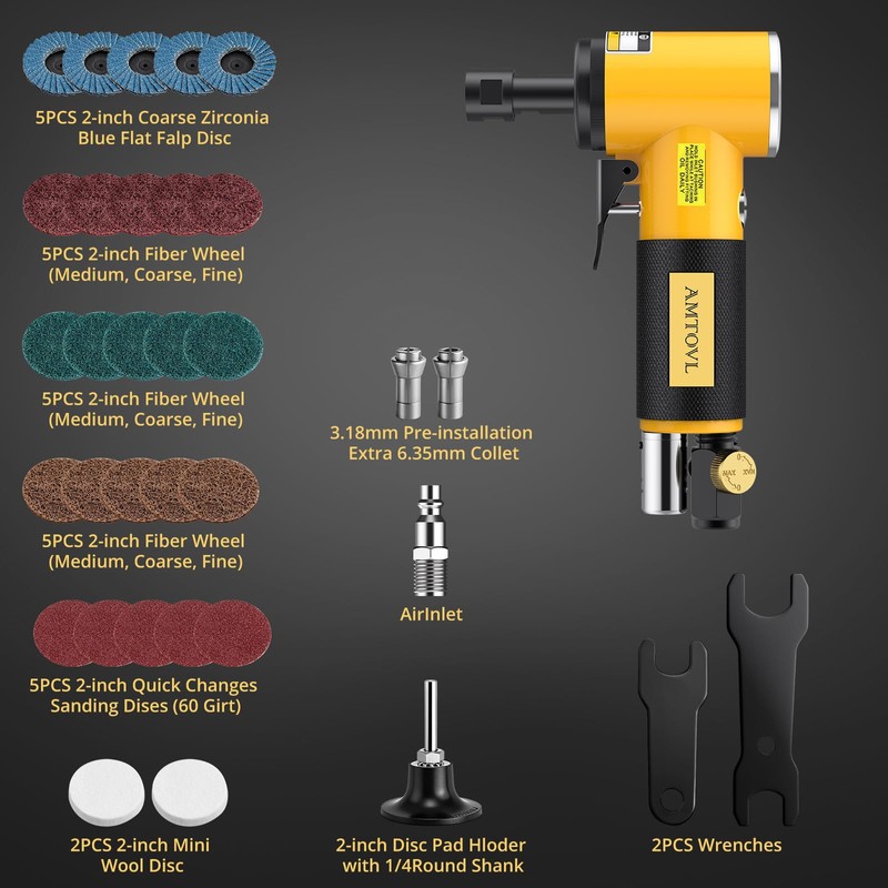 AMTOVL Air Die Grinder Kit, Right Angle Die Grinder with