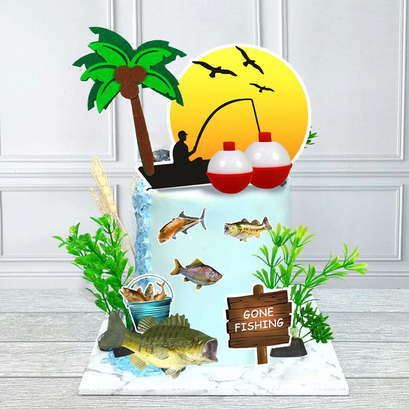 Decoraciones para tartas para fiestas de cumpleaños, baby shower (peces)