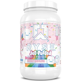 RYSE Loaded Protein Powder - Jet-Puffed Birthday Cake - 25g Whey Protein Isolate & Concentrate with Prebiotic Fiber & MCTs - Low Carb, Low Sugar, Digestive-Friendly - 27 Servings / 2 lb Tub