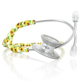 MDF Sunflower Silver MD One Epoch Lightweight Titanium Stethoscope, Adult, Sunflower Tube, Silver Chestpieces-Headset, MDF777TF