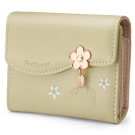 HNOOM Women's Purse Made of Smooth and Soft PU Leather Purse Women's Small and Short Format Purse with Zip and Press Stud and Many Compartments, S-green, Beautiful