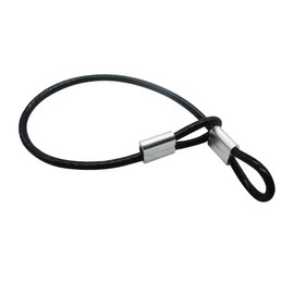 Floyutin 10 Pcs 2mm Wire 24 inch Vinyl Coated Stainless Steel Cable with Loops Short Wire Rope Lanyard Lock Security Chain Link for Outdoor Gates, Black (2mm x 24inch)