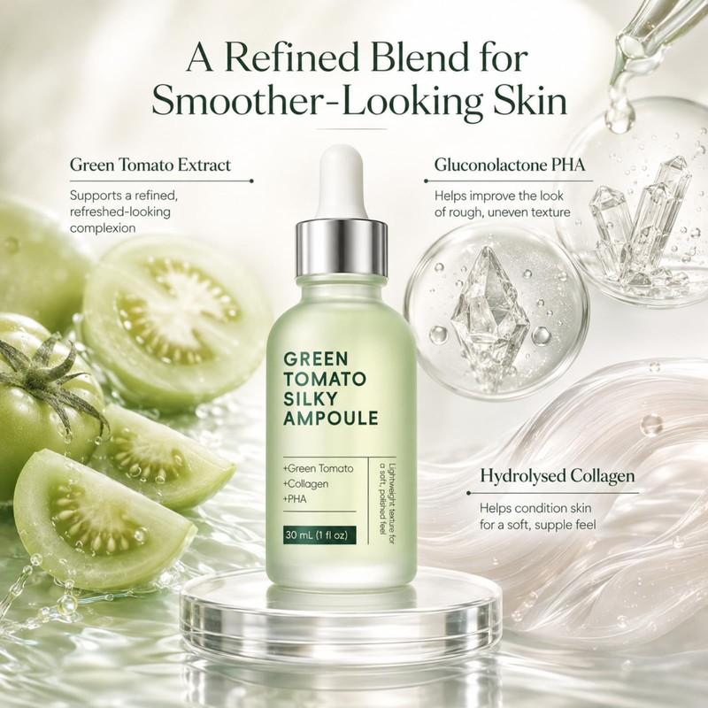 Green Tomato Ampoule Pore Refining Face Serum for Smooth-Looking Skin,