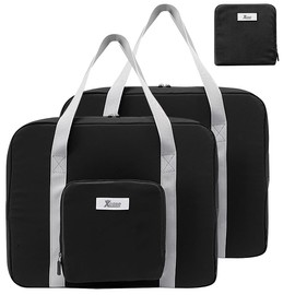 Xcase Aeroplane Travel Bags: Set of 2 Foldable Hand Luggage Bags for Air Travel, 23 Litres, Black (Foldable Hand Luggage Travel Bags, Additional Bags)