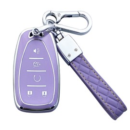 Yuebutor Key Fob Cover Case Compatible with Chevy Camaro Cruze Equinox Malibu Traverse Blazer Volt Bolt Sonic Trax Accessories Shell Protector (Purple)