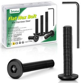 Pack of 20 M6 x 30 screws, black, Bolatus hexagon socket flat head screws, 304 stainless steel flat head screws with Allen key for furniture, parking chairs, electrical appliances, motorcycle