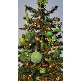 Simply Products 10 Droplet Baubles - Great Christmas Tree Decoration, Matte & Glitter Icicle Baubles (Lime Glitter & Matte)