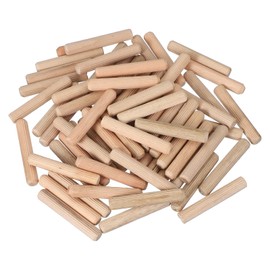 PATIKIL Wooden Dowel Pins 3/8" x 2-3/8" (10mm x 60mm) Straight Dowel Rods Wood Fluted Dowels Rods for Crafts Furniture DIY Hardwood Count 100