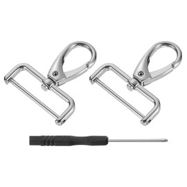 uxcell 2Pcs Swivel Clasps Hook, 38mm(1-1/2 Inch) D Ring Detachable Snap Hook Metal Lobster Claw Clasp Hook with Screwdriver for Purse Keychain DIY Craft, Silver
