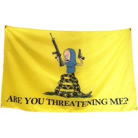 Masquita Are You Threatening Me Flag 2x3FT, for College Dorm Room Wall Bedroom Living Room,Vivid Color Double-Stitched Edges, Flags with 4 Brass Grommets. (2x3)