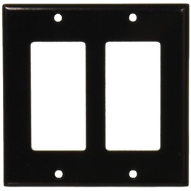 Leviton 80409-E 2-Gang Decora/GFCI Device Decora Wallplate, Standard Size, Thermoset, Device Mount, Black, 25-Pack