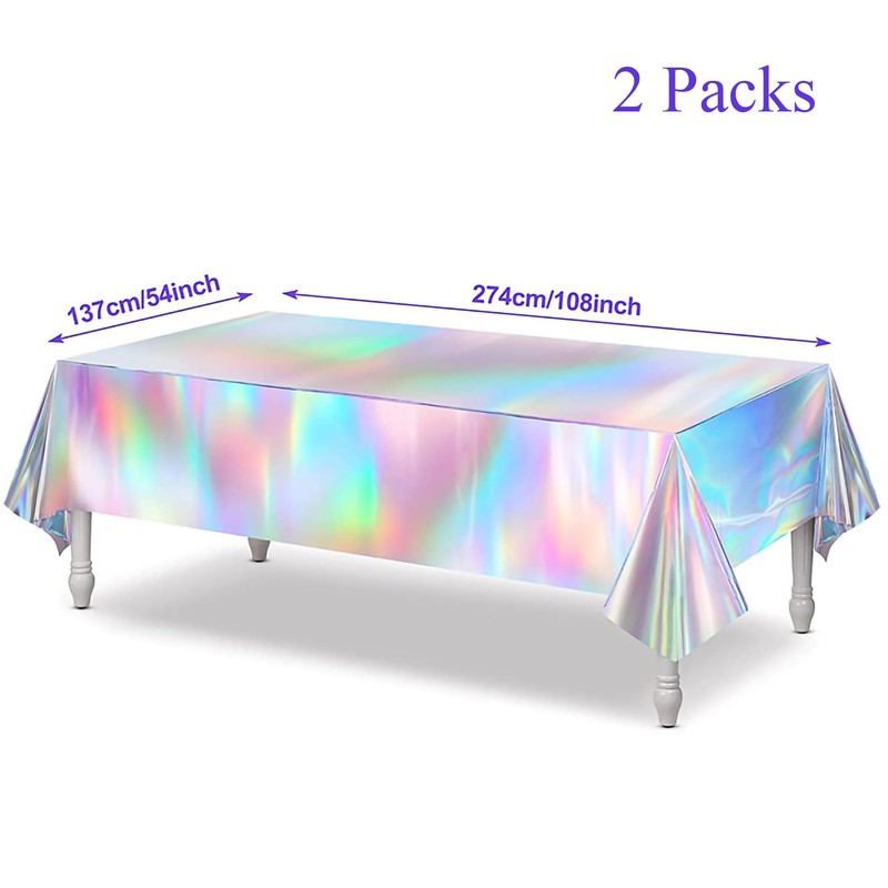 Greatril Iridescent Party Table Cloths Disposable Tablecloth for Mermaid/Under Sea/Ocean