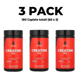 SIXSTAR, Creatine, 3 PACK, 60 Caplets each, Muscle and Strength Builder
