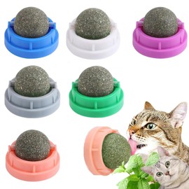 ElevaPulse Set of 6 Catnip Balls - Natural Catnip Toys with Dust Protection, Rotating Lick Balls for Cats Made of Plant Fibres, Anti-Stress Toy with Catnip Seeds