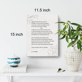 E.E. Cummings Poems I Carry Your Heart Canvas Painting Prints for Home Wall Art Decor Framed Artwork (12x15 Inch)