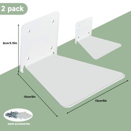 AmkWood Invisible Bookcase, Floating Bookcase, Sturdy Bookcase with Metal Structure for Wall Mounting for Bedroom, Kitchen, Office, Set of 2, White