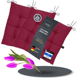 LILENO HOME Set of 2 Chair Cushions 29 Bordeaux (40 x 40 x 6 cm) - Seat Cushions for Garden, Kitchen or Dining Room - UV-Resistant Indoor and Outdoor Chair Cushions as Chair Cushions (Linda FUM)