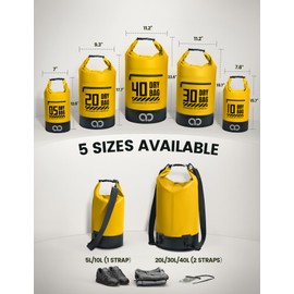 Lamicall Waterproof Dry Bag (5L/10L/20L/30L/40L), Waterproof Bag with Included Waterproof Phone Pouch, Adjustable Strap, Drybag for Boat Swimming Canoe Fishing Rafting Snowboarding - Yellow(30L)