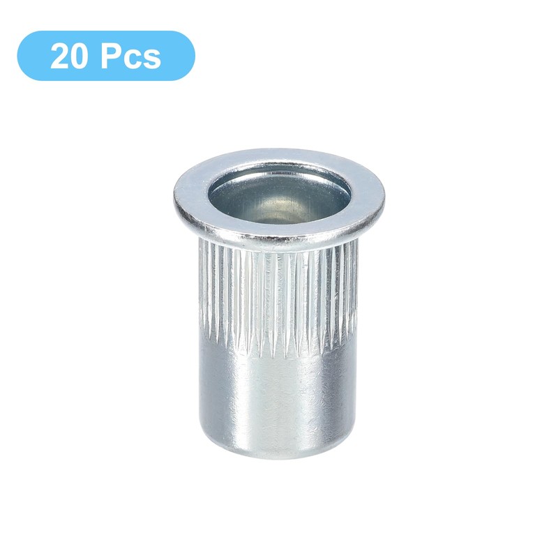 sourcing map M10 Rivet Nuts, 20pcs Zinc Plated Carbon Steel
