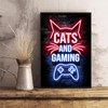 Cats and gaming cat neon Poster - size: 24x16 inch