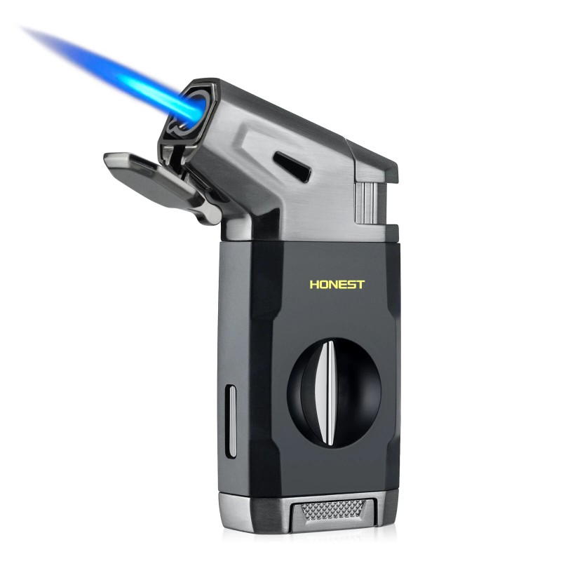 Torch Cigar Lighter Built-in V Cigar Cutter Refillable Butane Torch