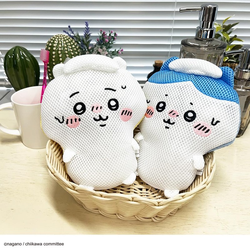 Shobido Chiikawa 379563 Bath Mitten Puppet, Hachiwale, Body Sponge, Washable