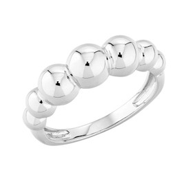 Miabella Italian 925 Sterling Silver or 18K Gold Plated Bead Ball Stackable Ring for Women/Made in Italy (Sterling Silver, Size 10)