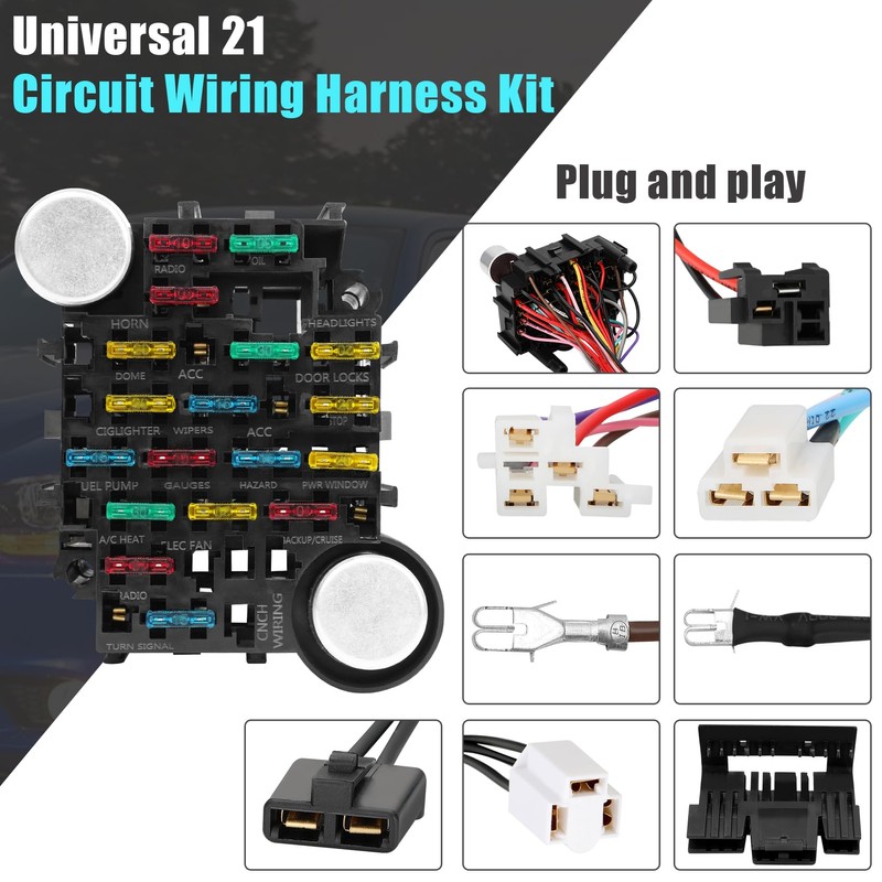 Universal 21 Circuit Wiring Harness Kit, Universal Extra Long Wire