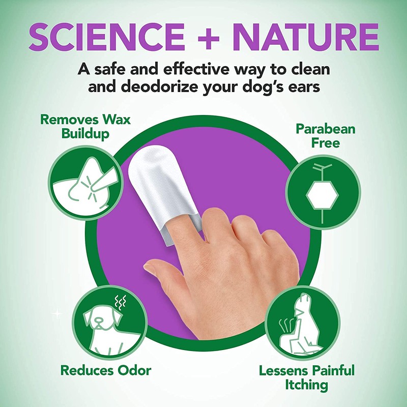 Vet's Best Ear Relief Finger Wipes | Ear Cleansing Finger