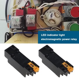 YINETTECH 2pcs DC 24V LED Indicator Light Electromagnetic Power Relay Coil 8 Pin with Plug Terminal Socket for Industrial Relays Compressor Motors Fan Motors