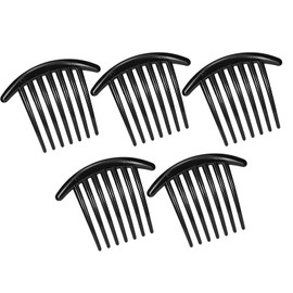 FineGood Hair Ornament, Hair Ornament, 7 Teeth Hair Comb, Hair Clip, Ball Wrap, Plus Comb, Hair Accessories, Hair Accessories, Hair Accessories, Hair Ornament, Easy to Use, Set of 5, Black/Black +