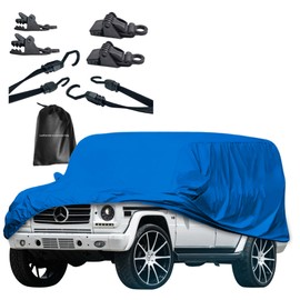 Deutschmotor Waterproof semi-Custom car Cover for W463 Mercedes Blue Outdoor G320 G500 G350 G63 G65 UV Dust Cool Heat Protection + Inner Cotton + Bungee Straps