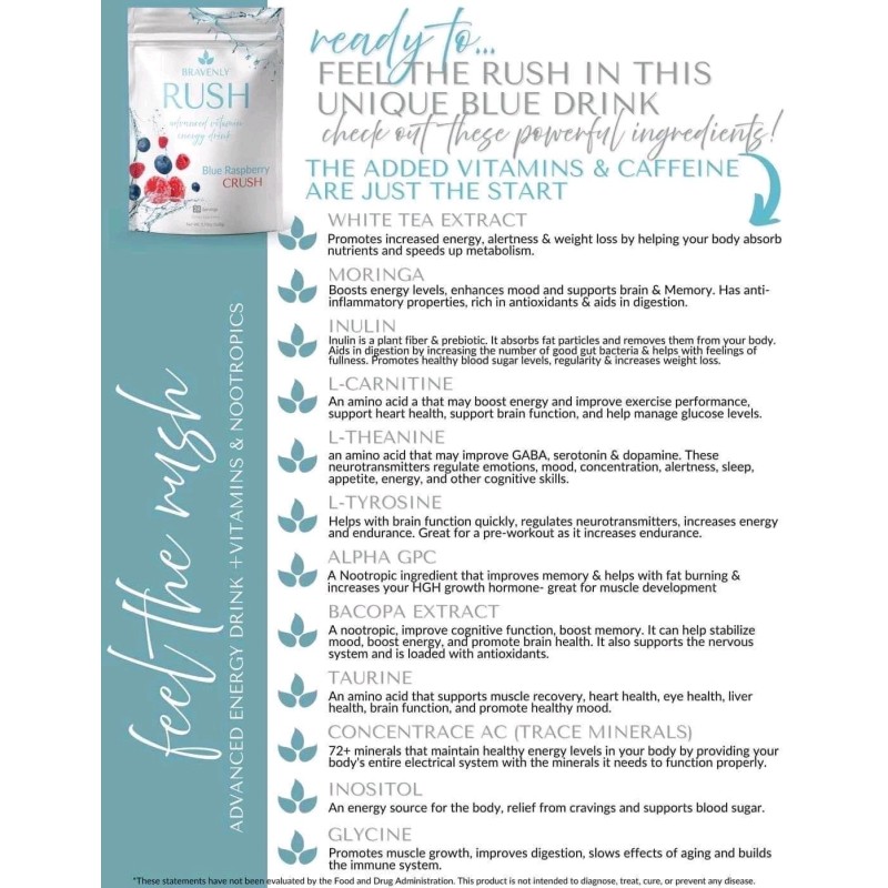 Bravenly Global Bravenly™ RUSH Variety Pack – Natural Energy +