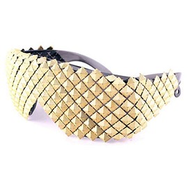 Punk Rocker Large Shield Spike Fashion Novelty Party Dance Sunglasses (Gold, Gold)