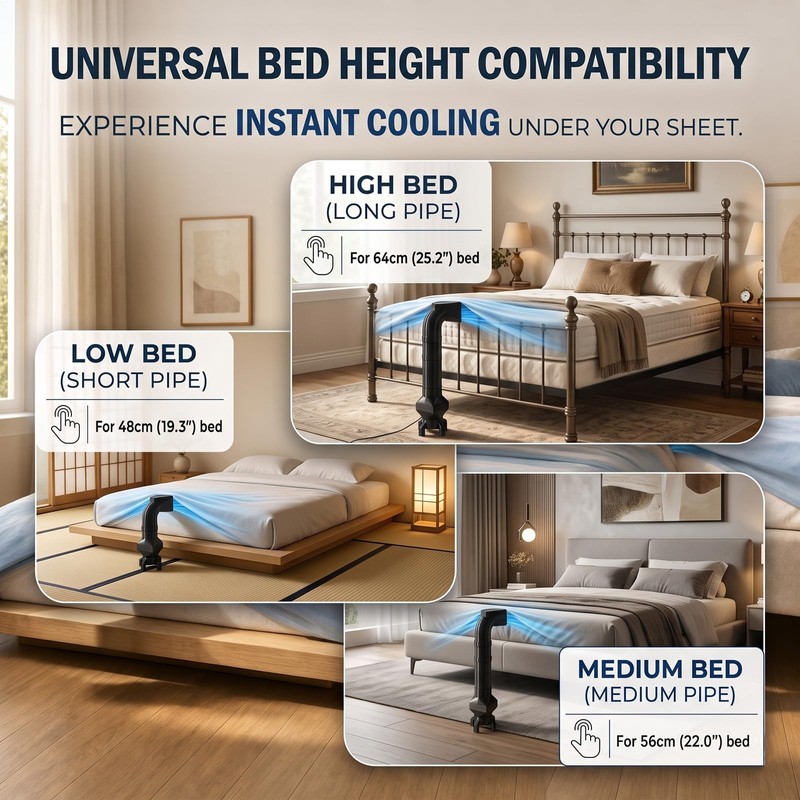 Bed Cooling Fan Under Sheets,Adjustable Bed Cooling System for Hot