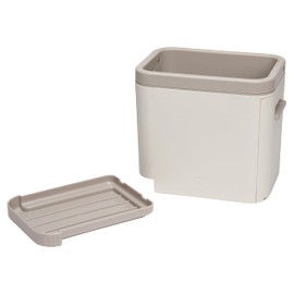 CLOROX KeptClean Kitchen Sink Organizer – Space-Saving Organization of Dish Soap, Scrub Brushes, and Dish Towels, Fold-Down Shelf for Sponges and Jewelry, Drainage Tray – Almond Cream