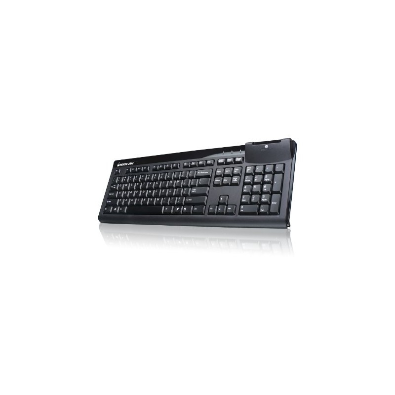 IOGEAR 104-Key Keyboard with Integrated Smart Card Reader GKBSR201TAA, Black