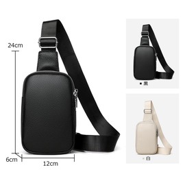 Cenvins Cowhide Leather One Shoulder Men's Women's Shoulder Crossbody Chest Bag Large Capacity 2 Compartments Interchangeable Left and Right Lightweight Unisex, Black