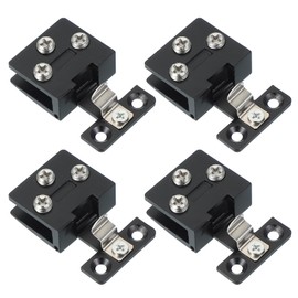 PATIKIL 1-3/16" Cabinet Glass Door Hinge, Steel,Zinc Alloy 4Pcs Wine Cabinet Clamp Frameless Cabinet Glass Clip No Drilling with Screw for 5-7mm Drawer Display Showcase,Black