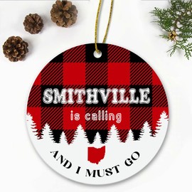 Smithville, OH Christmas Ornaments Smithville is Calling and I Must Go Smithville Ohio Traveling Souvenir Ornament Hometown Keepsake 3" White