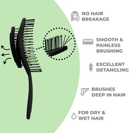 Ninabella Organic Detangling Hair Brush for Women, Men & Kids - Does not Pull on Hair - Hair Straightening Brushes for Straight, Curly & Wet Hair - Unique Spiral Hairbrush
