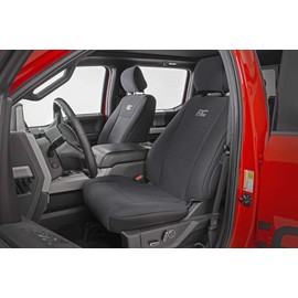 Rough Country Neoprene Seat Covers for 15-22 F-150 |17-22 Super Duty - 91016,Black, Front