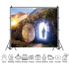 Easter Resurrection Backdrop 10x8ft Fabric Christian Religious Empty Tomb Scene Photography Background for Church Studio Photo Booth Props