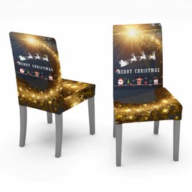 eBoutik - Premium Christmas Table Cloth – Deluxe 2023 Waterproof Novelty Table Protector Washable Table Cover For Kitchen Decoration 4 Chair Covers, 140cm * 180cm (Black & Gold Merry Christmas)