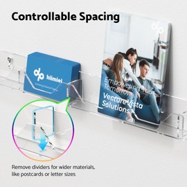 HIIMIEI Business Card Holder for Wall: Acrylic business card holder wall mount, 4 Pack Clear Hanging Rack Card Holder Display, Horizontal Multiple Business Card Holder Organizer for Office (16 Slots)